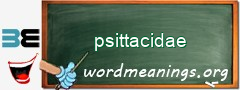 WordMeaning blackboard for psittacidae